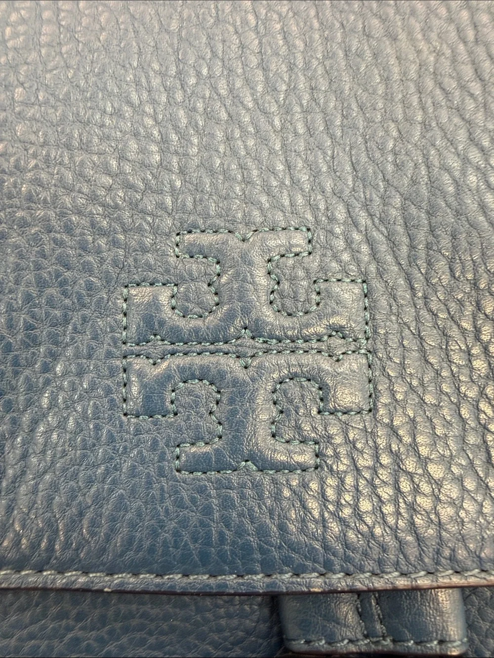 Tory Burch Navy Pebbled Leather Tassel Backpack